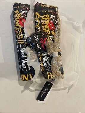 Graffiti Print Chain Crossbody